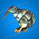 Shell brooches crafted in kiwi design